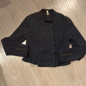 Elegant blue Double-Breasted Women's Jacket size 4, fits small